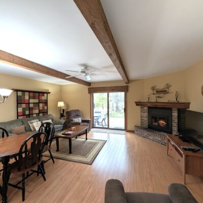 Skogland Condo #11 – Patio with lots of natural light and cozy furnishings!