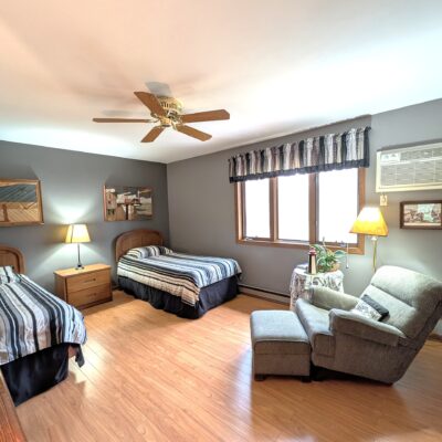 Skogland Condo #11 – Patio with lots of natural light and cozy furnishings!